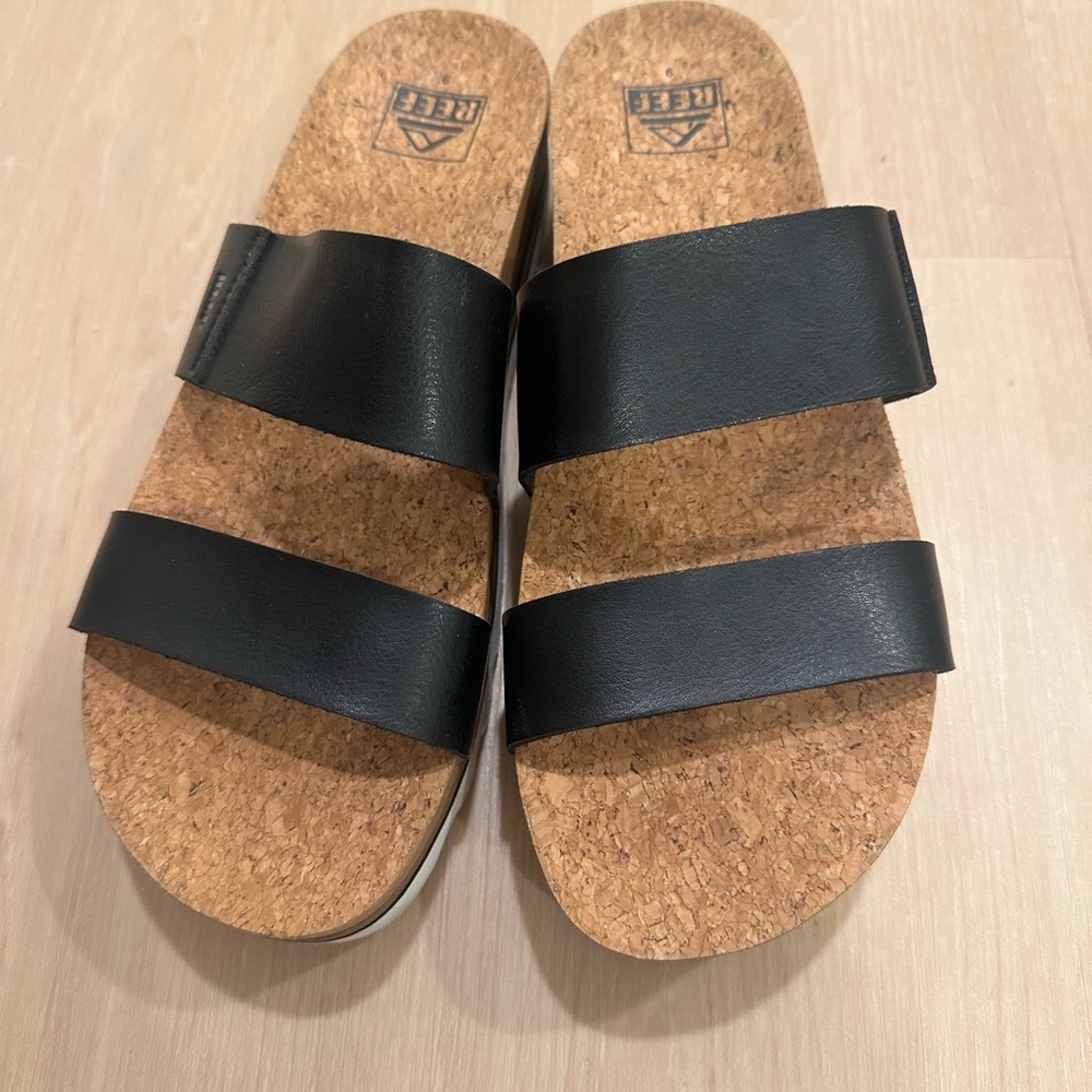 REEF Black Cork Sandals